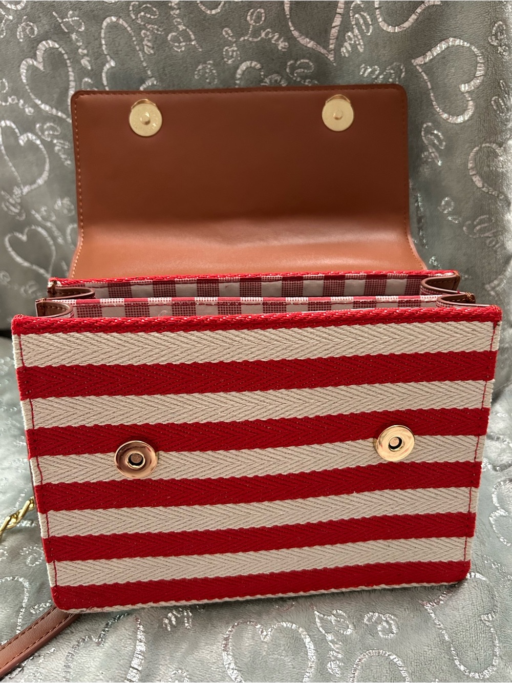 NWT Betsey Johnson, Mini, Red, White & Blue Star Studded Crossbody with Charm - Picture 10 of 12